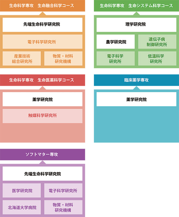 生命科学院のコースと専攻